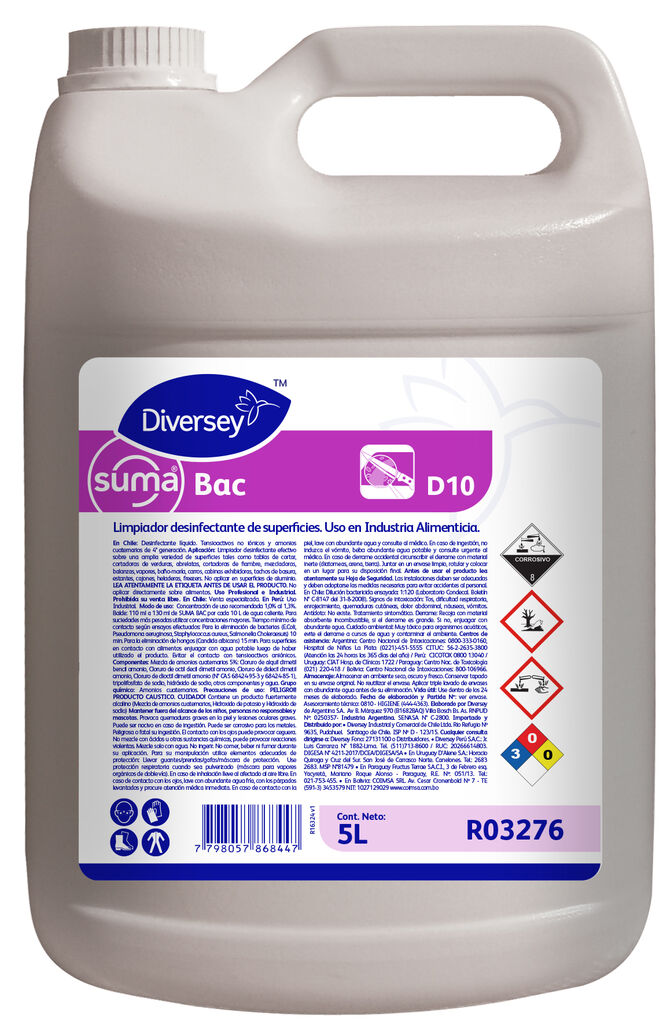 SUMA BAC 4x5L - LIMPIADOR DESINFECTANTE DE AMPLIO ESPECTRO